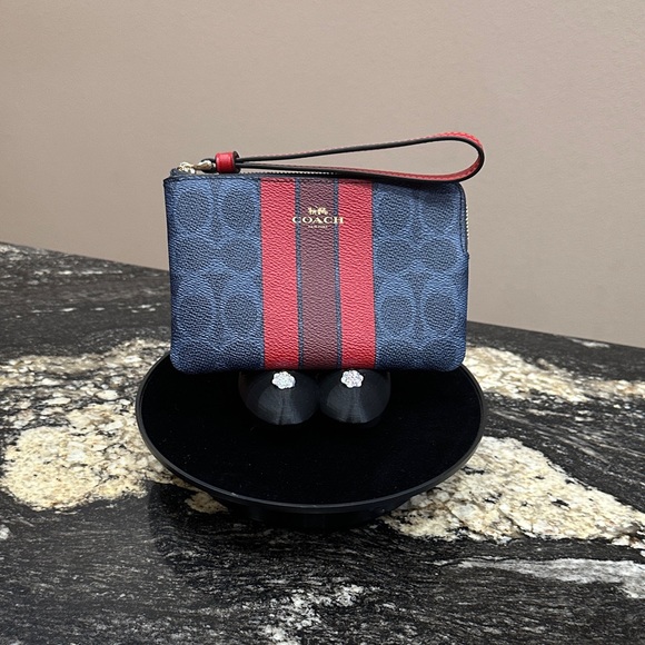 Coach Handbags - NWT Coach Navy & Red Wristlet